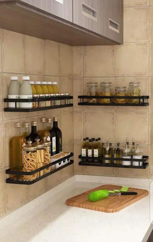 Kitchen Spice Rack/Shelf - Single Storage Shelves Rack For Kitchen Bathroom - Image 2