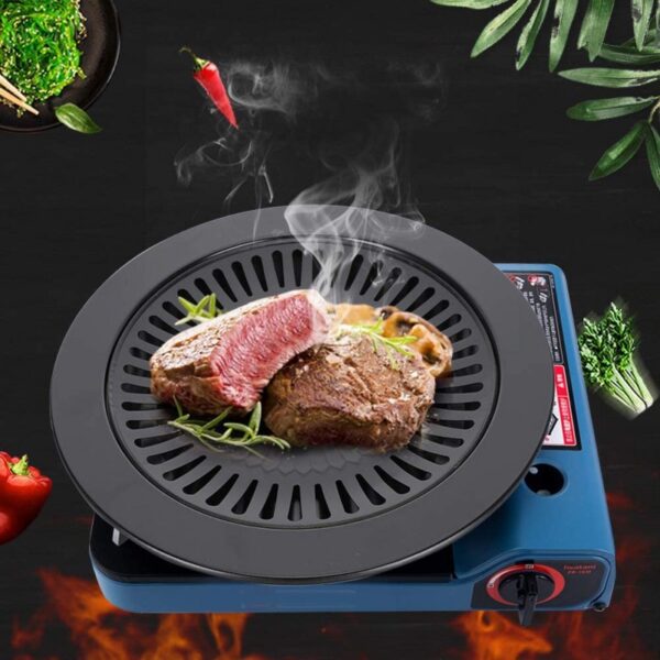 Smokeless Barbecue Pan Grill Stove Top Plate - Non Stick Steak Plate Stand Grilled Pan - Image 2