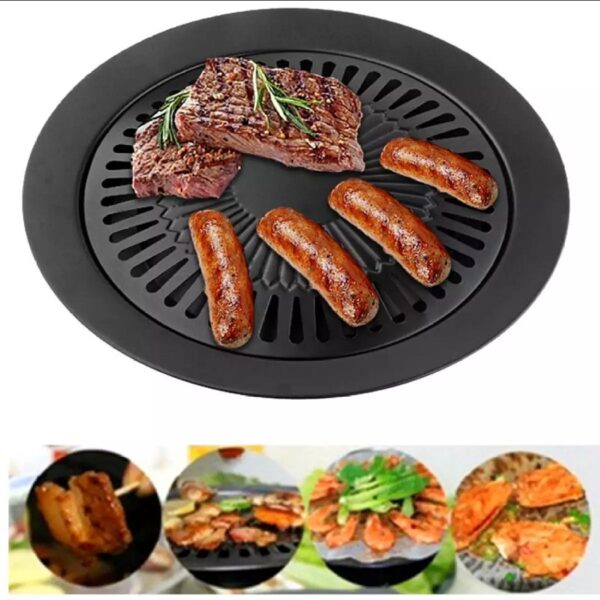 Smokeless Barbecue Pan Grill Stove Top Plate - Non Stick Steak Plate Stand Grilled Pan - Image 3