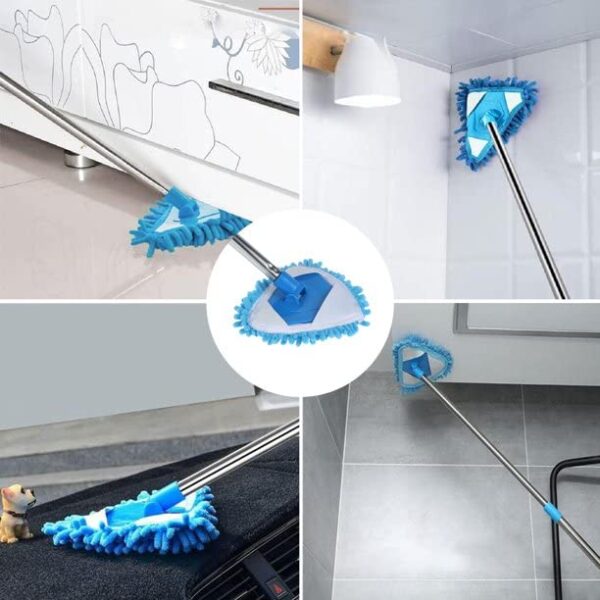 Multifunctional 360 Degree Rotatable Adjustable Microfiber Telescopic Triangle Long Handle Cleaning Mop - Image 2