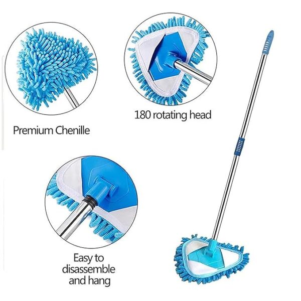 Multifunctional 360 Degree Rotatable Adjustable Microfiber Telescopic Triangle Long Handle Cleaning Mop - Image 6