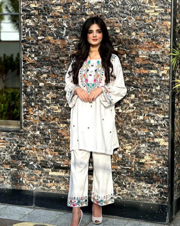 2-pcs Stitched Linen Embroidered Shirt & Trouser - Image 2