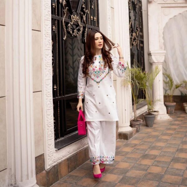 2-pcs Stitched Linen Embroidered Shirt & Trouser