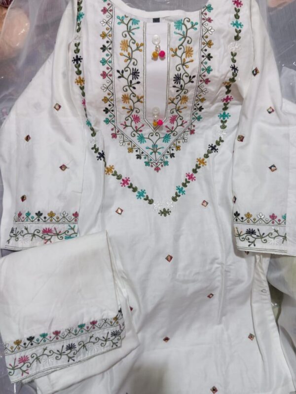 2-pcs Stitched Linen Embroidered Shirt & Trouser - Image 3